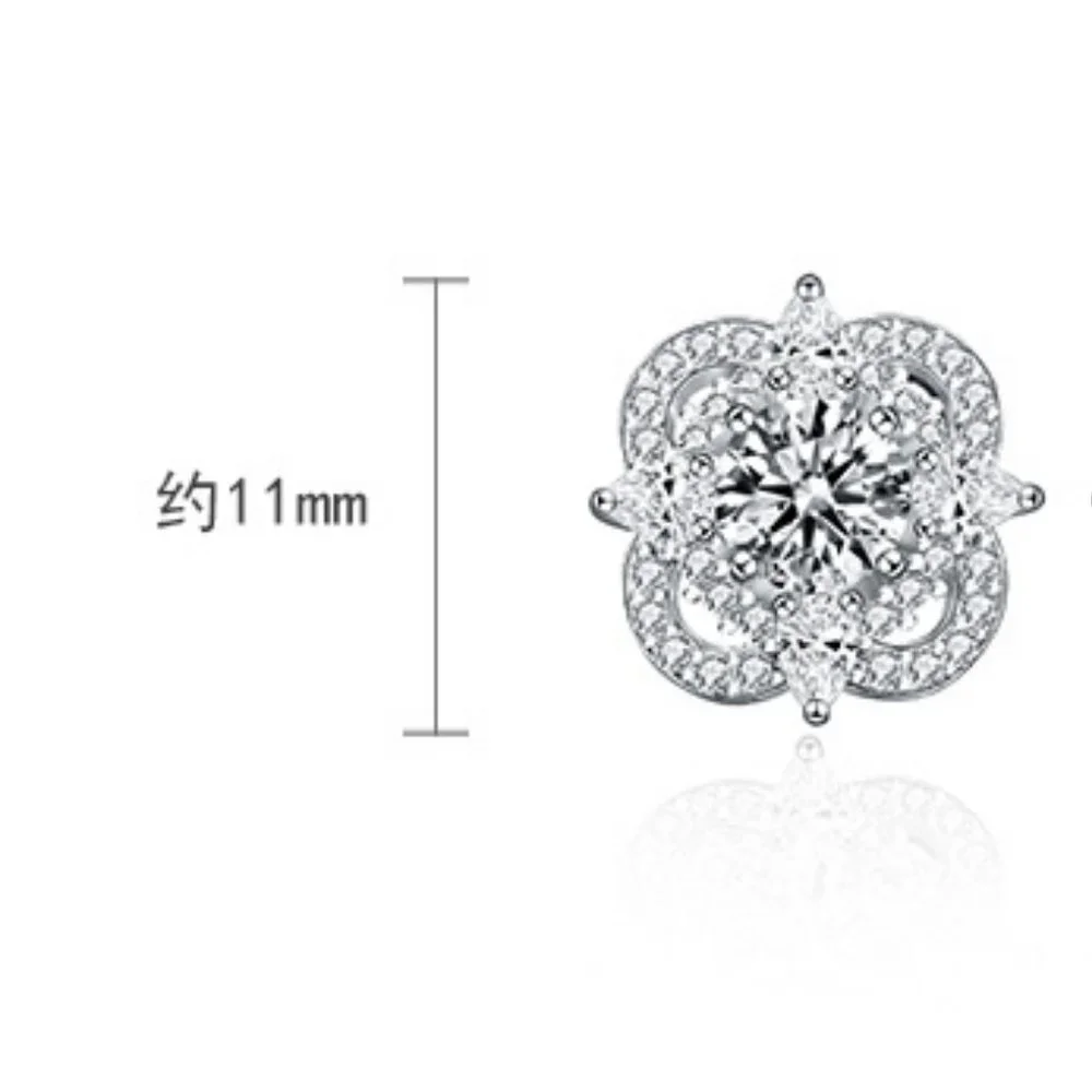 Certified 1ct. t.w. Moissanite Diamond Clover Stud Earrings NEW - Picture 6 of 9